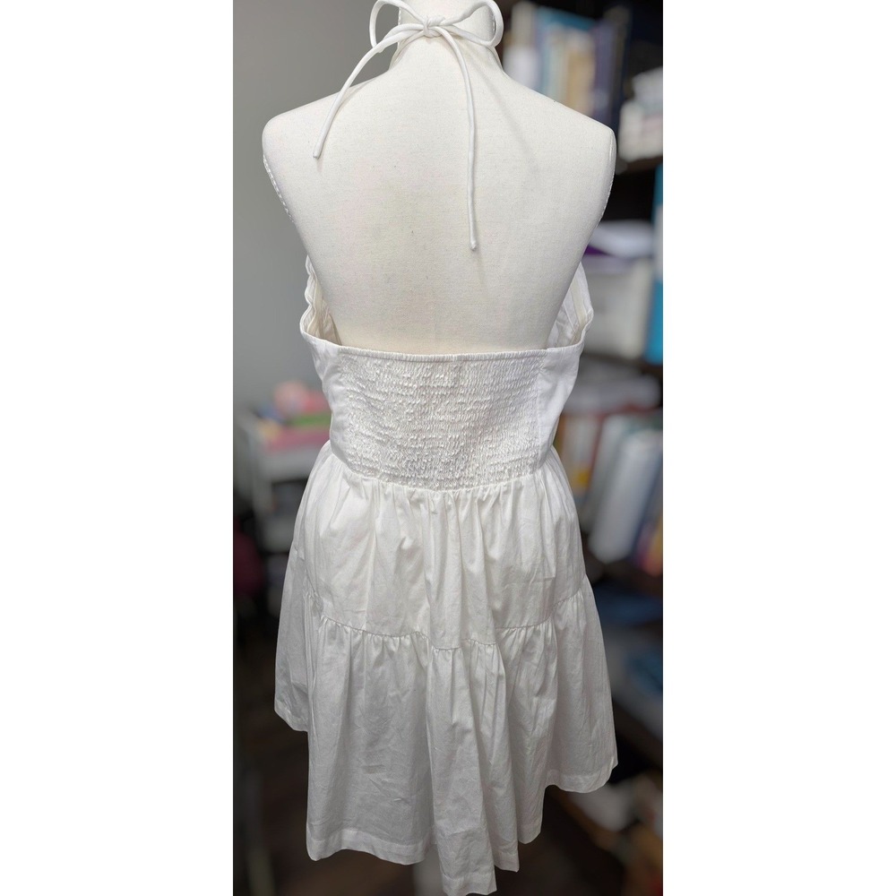 Anthropologie Halter Dress Women MP White Cotton Tiered Emily Beach Festival NWT - Picture 5 of 13